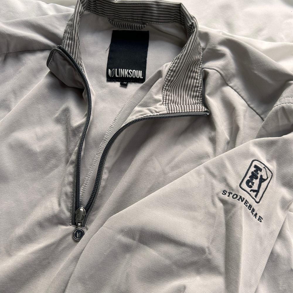 LINKSOUL GOLF BOARDWALKER 1/4 ZIP‎ JACKET Stretch Gray Med Pullover Stonebrae